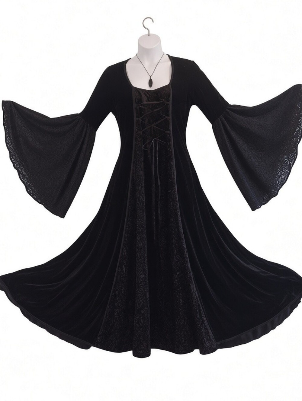 Rare VTG 90s/Y2K Lip Service Velvet Lace Up Whimsigoth Maxi Dress 2X USA